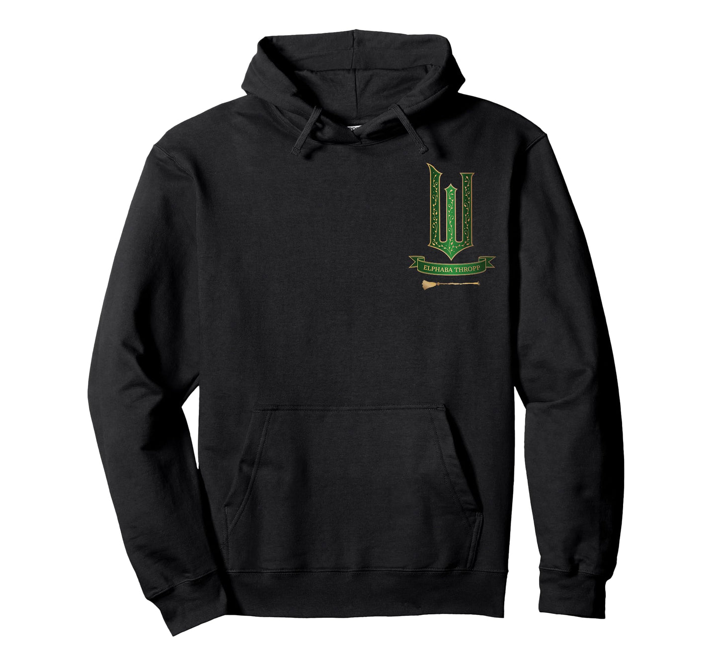 Wicked Movie Logo Elphaba Green And Gold Broom T-Shirt