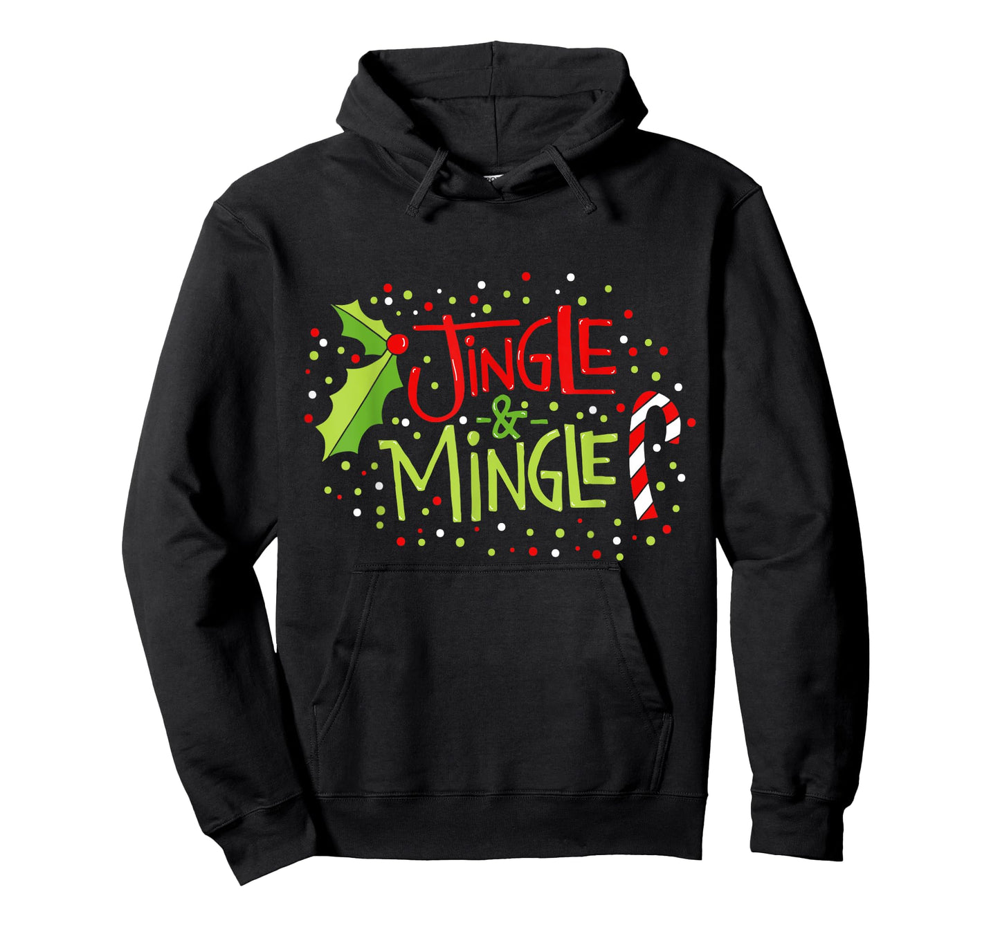 Christmas Dreamz Unlimited Jingle and Mingle Black Unisex-Adults T-Shirt