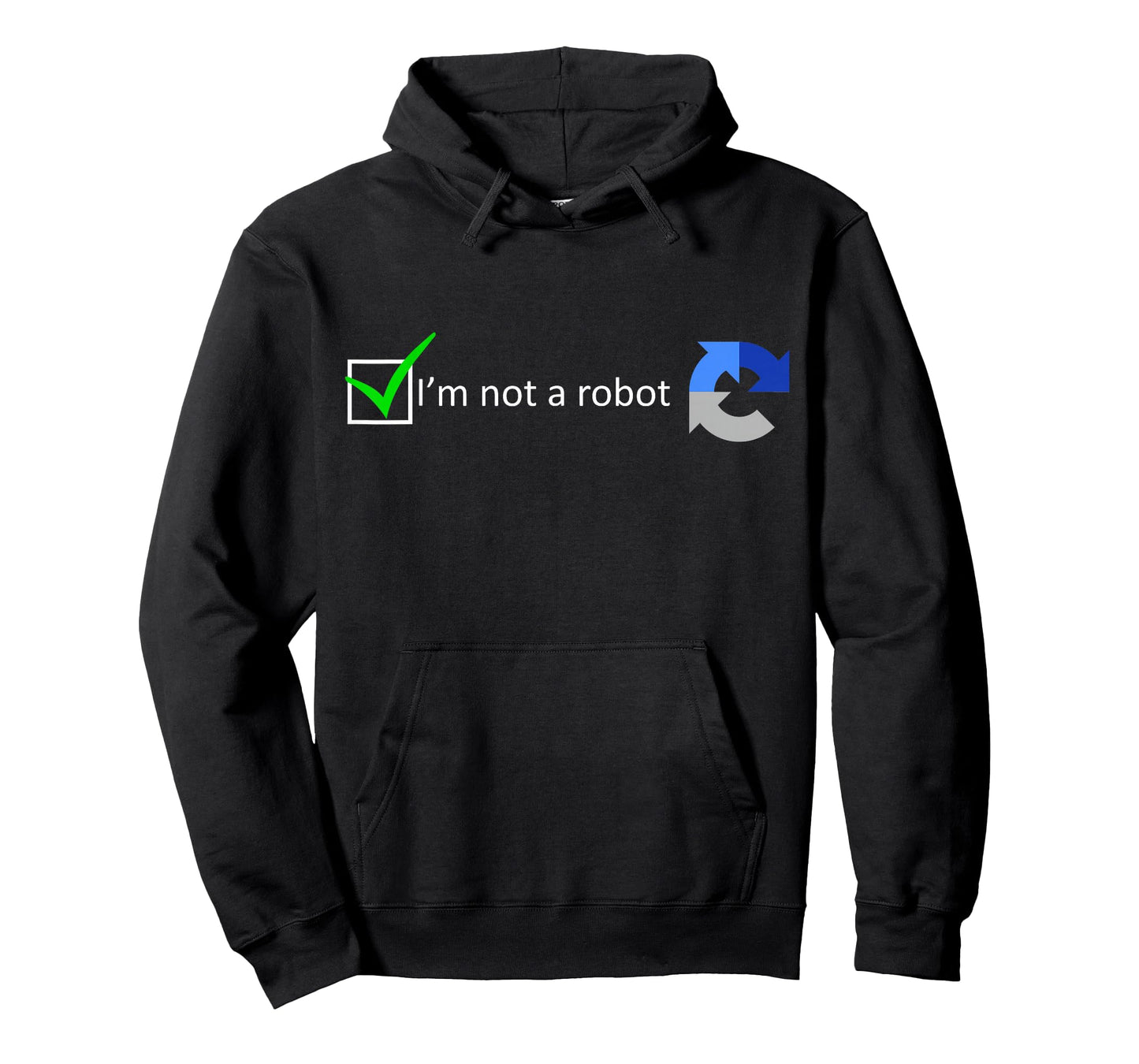 MathWare Unisex-Adults Black T-Shirt - Funny Nerdy I'm not a Robot test - Short Sleeve - Modern Classic - Robot Theme - Gaming, Coding - Letter Print - Embroidery - Size: Small