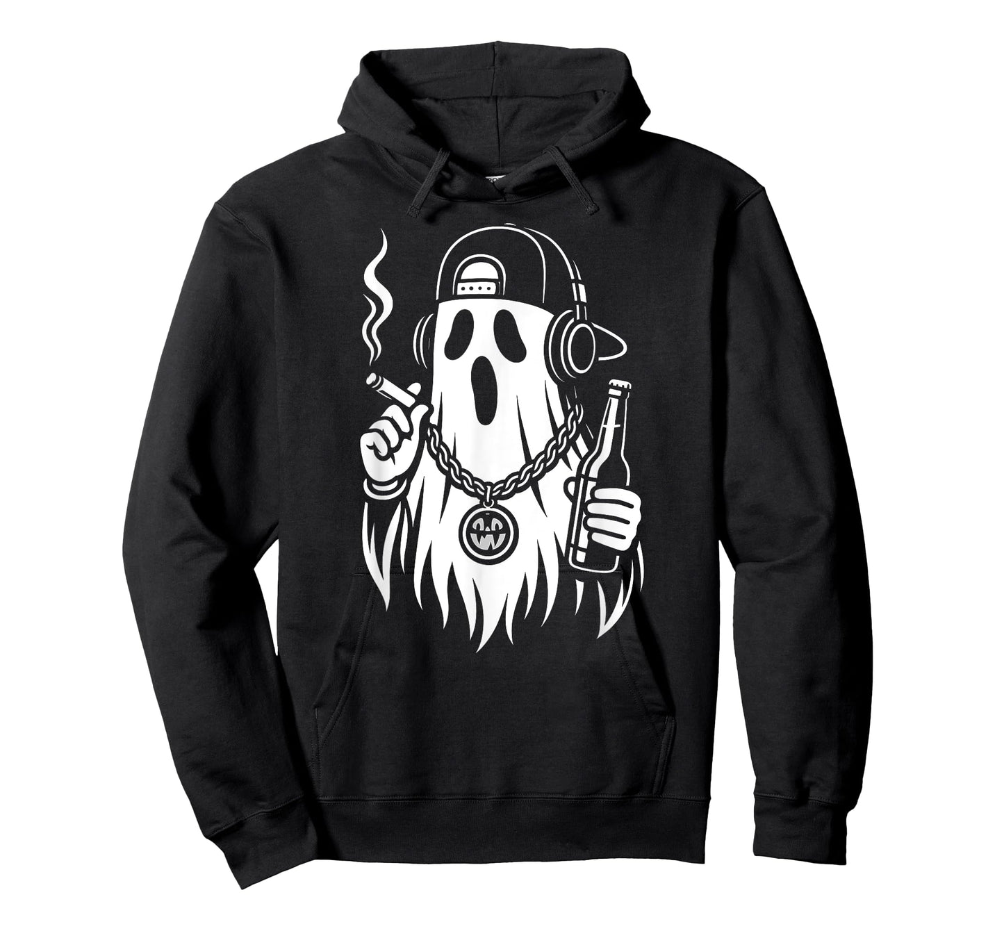 Ghost Halloween Beer Cigarette Hip Hop Men Women T-Shirt