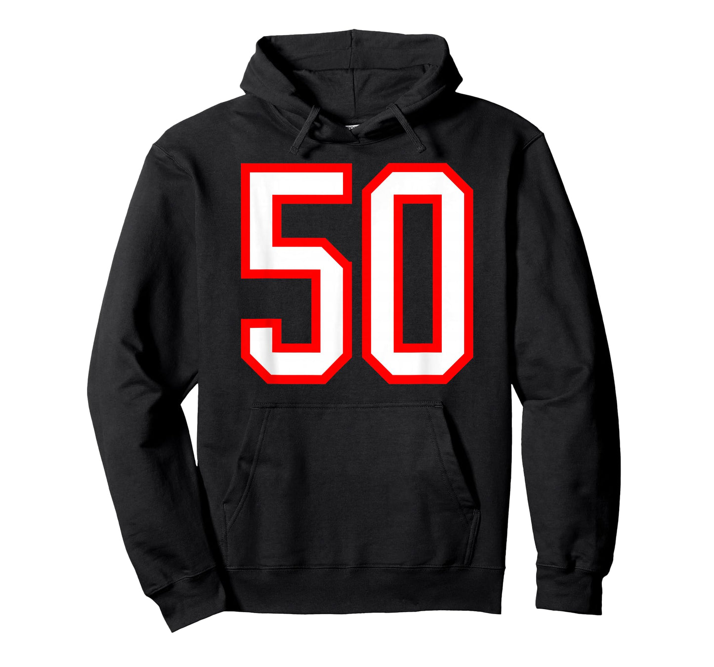Number #50 White Red Plain Number 50 T-Shirt