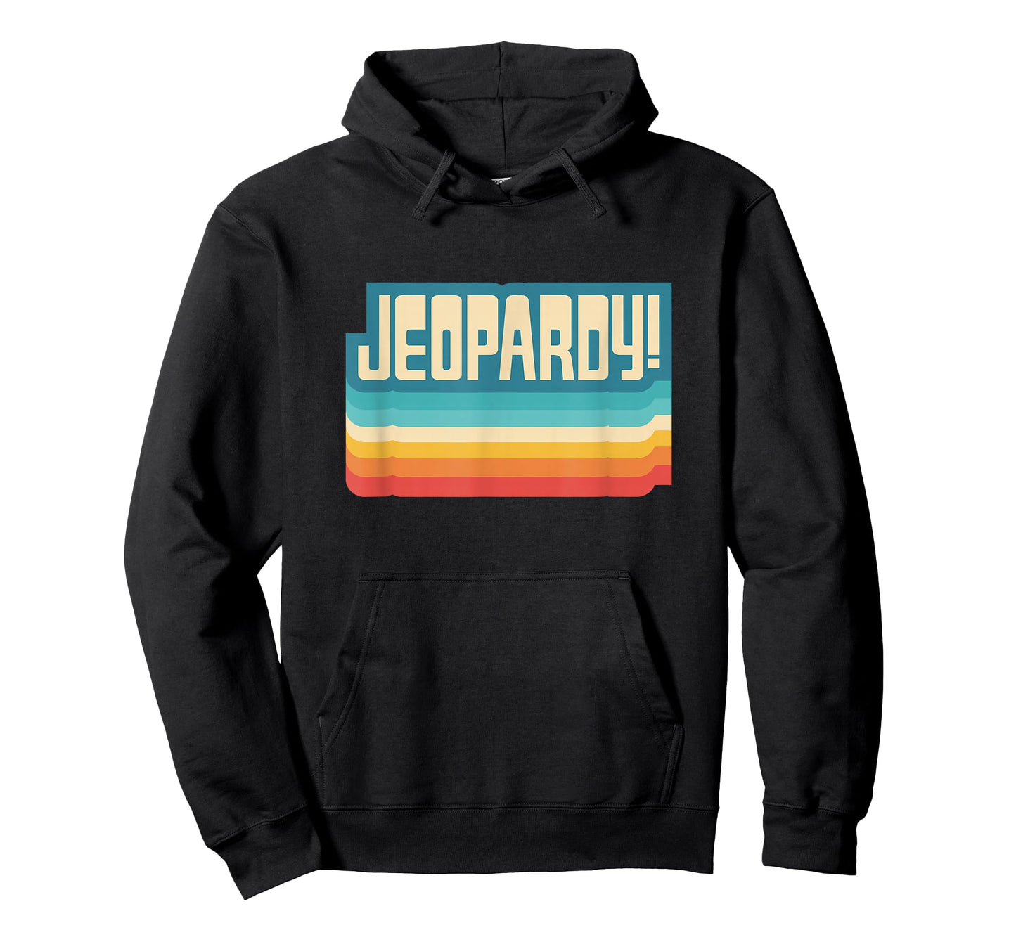 Jeopardy! Vintage Black Letter Print T-Shirt, Unisex-Adults, Short Sleeve, Small
