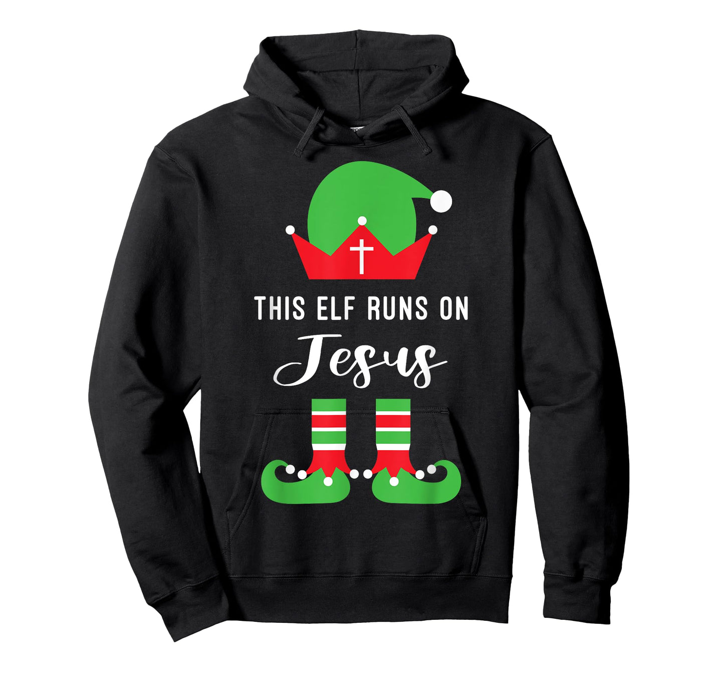 This Elf Runs On Jesus Christian Religious Christmas T-Shirt