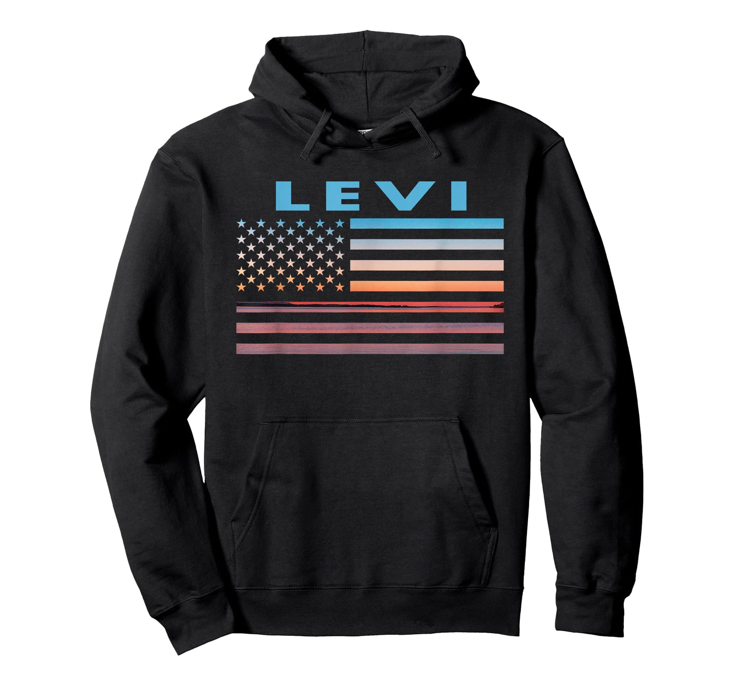 Vintage Sunset American Flag Levi, Texas Women Men T-Shirt