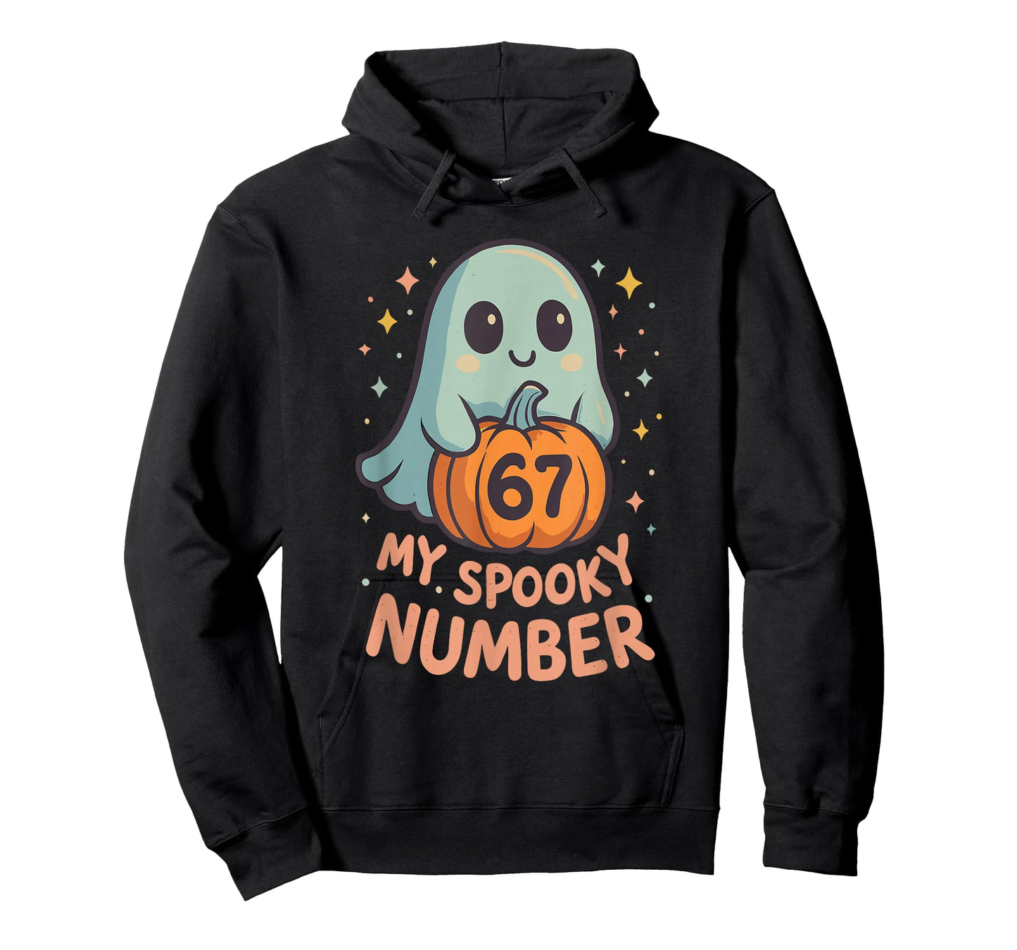 Cute Kawaii Ghost Pumpkin 67 Meme Funny Math Halloween Joke T-Shirt