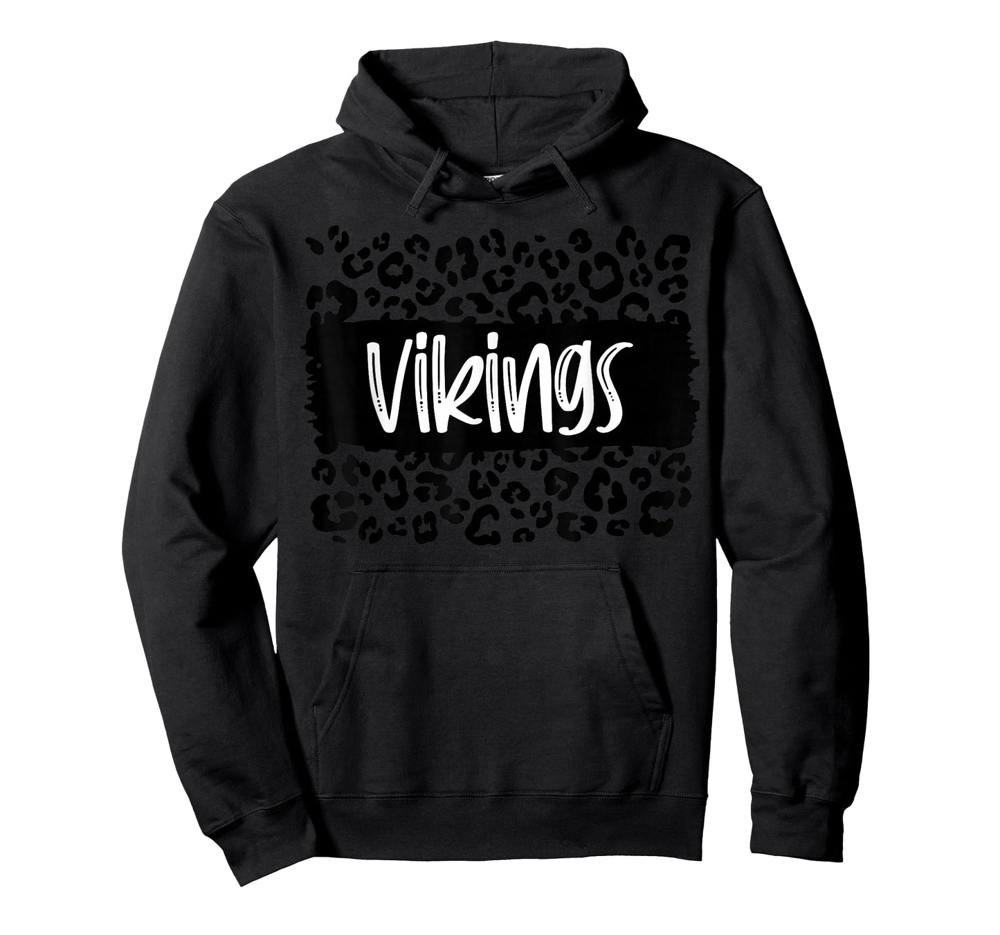 Vikings Team Mascot School Spirit Game Night Leopard Print T-Shirt