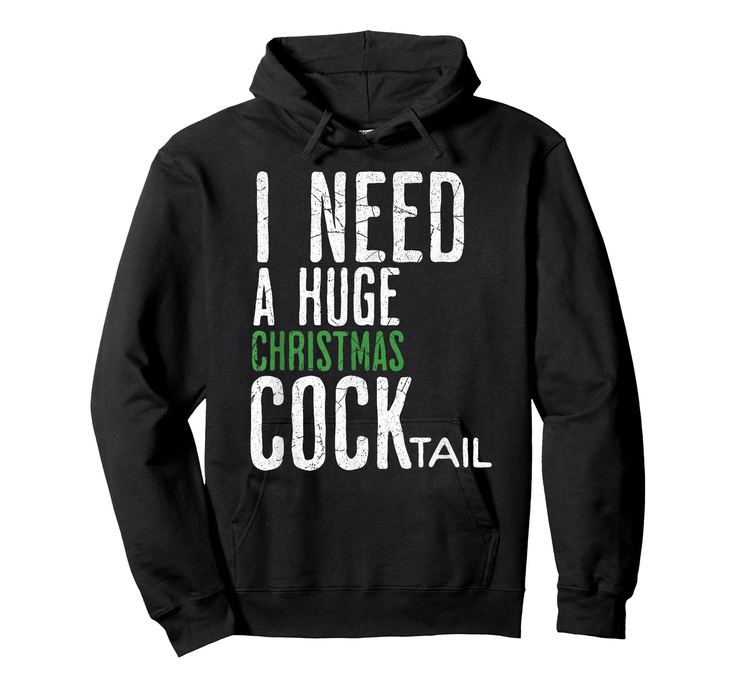 Funny Christmas I Need A Huge Christmas COCKtail T-Shirt, Unisex-Adults, Black, Small, Short Sleeve