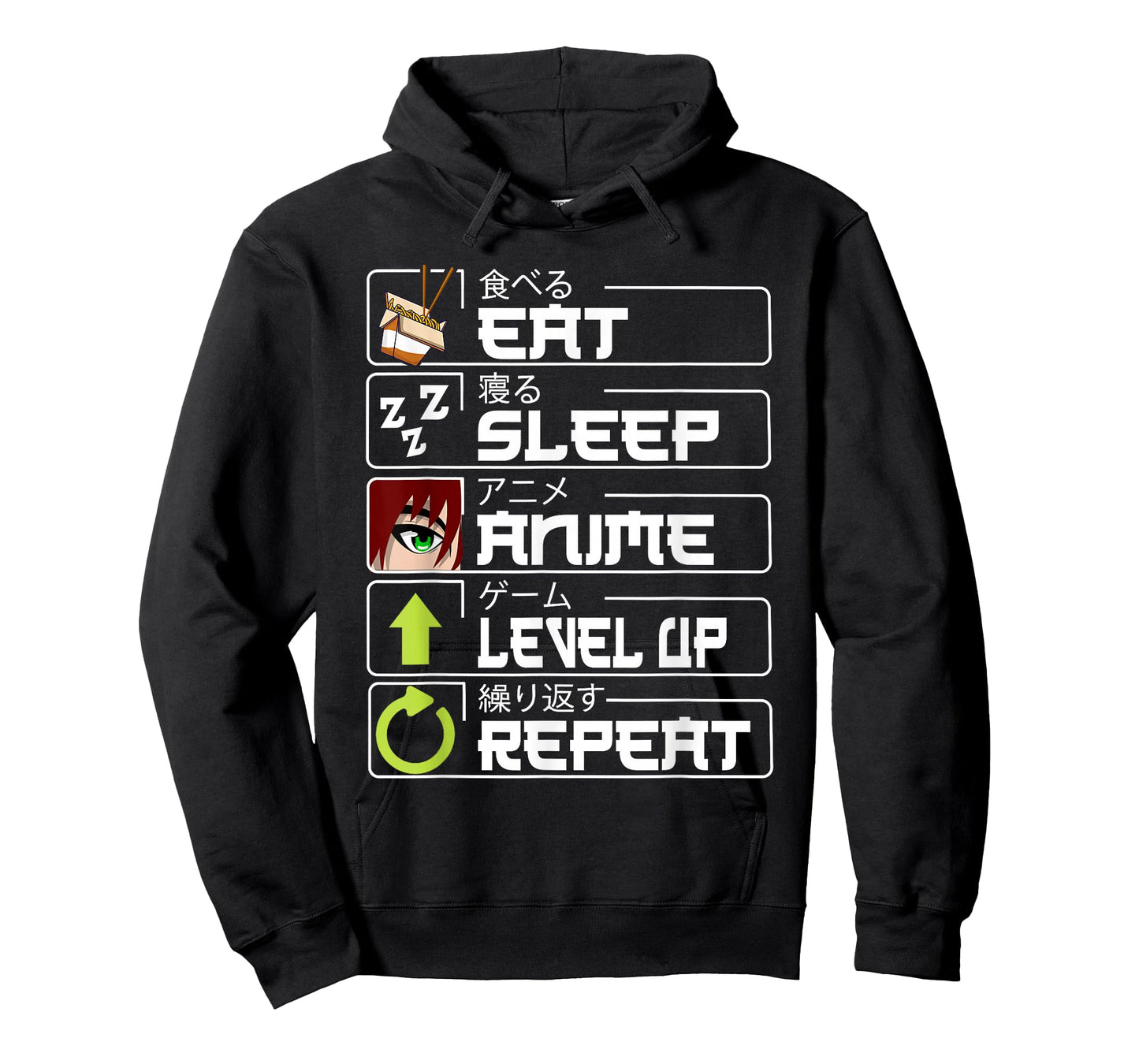 Eat Sleep Anime Level Up Repeat Otaku Anime Manga Gamer T-Shirt