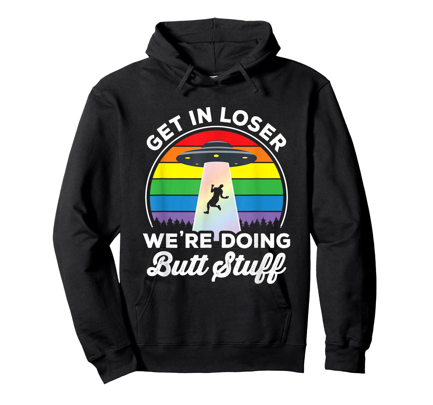 Gay Pride Funny Gay Alien Abduction UFO Rainbow Get in Loser T-Shirt