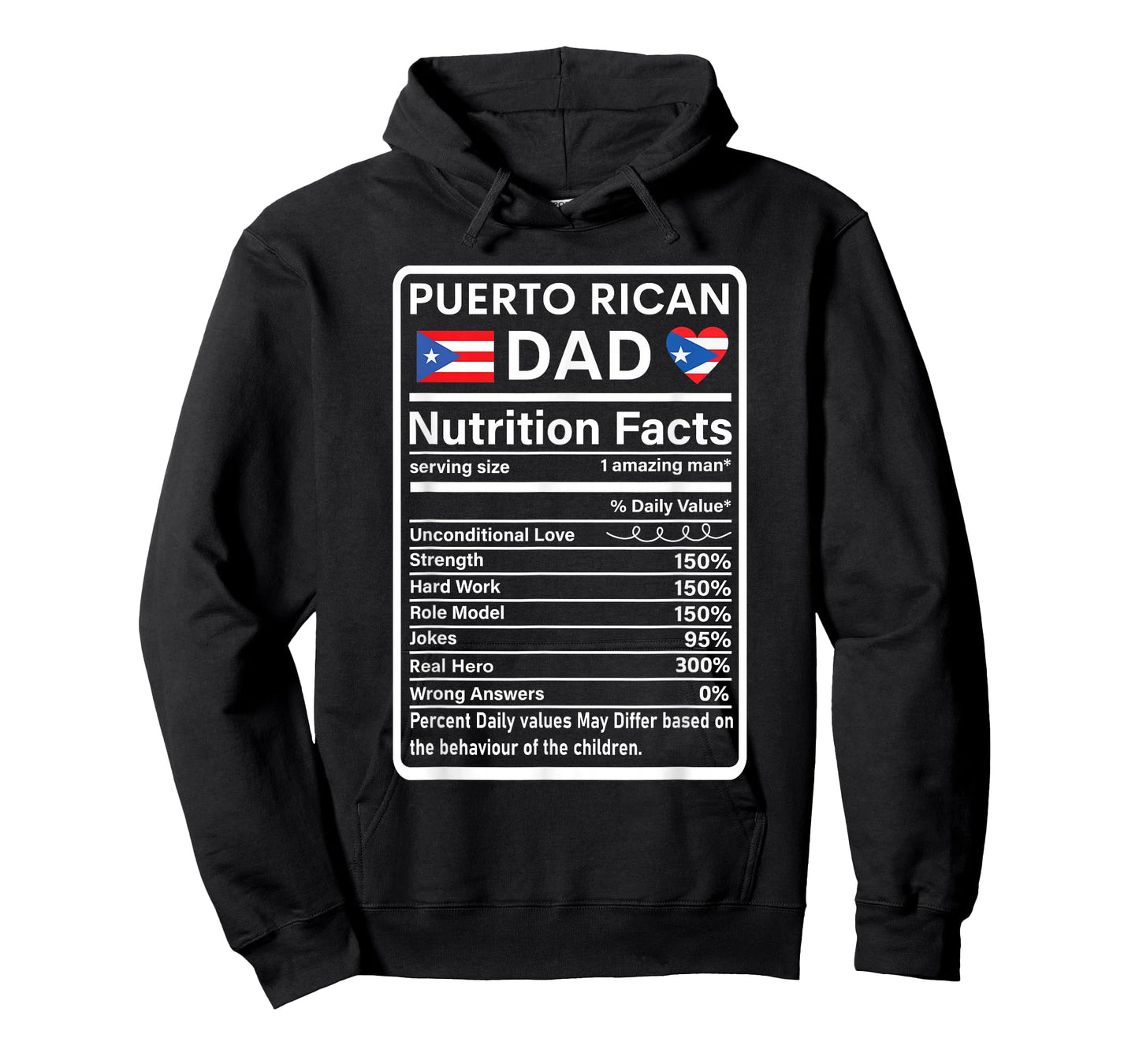 Puerto Rican Dad Nutrition Facts Boricua Puerto Rico PR Flag T-Shirt