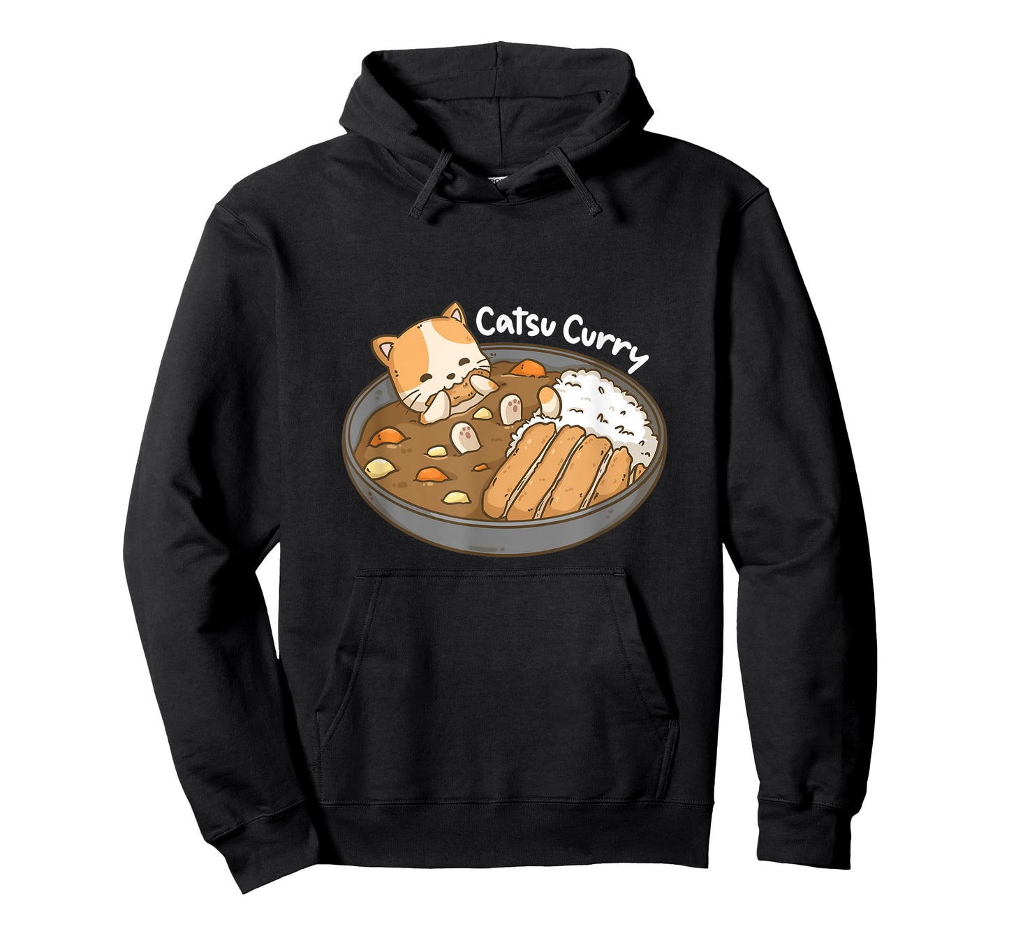 Catsu Curry Kawaii Anime Cat And Japanese Food Pun T-Shirt for Men Women Girls Kids