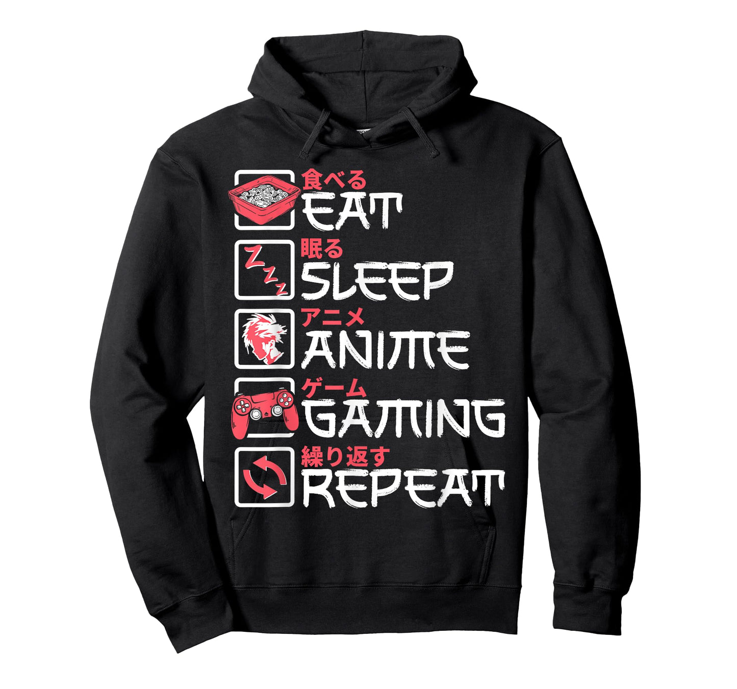 Eat Sleep Anime Gaming Repeat Otaku Gamer Japanese Anime T-Shirt