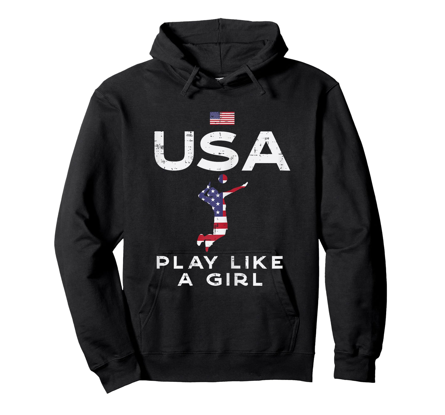 USA Flag Play Like Girl Volleyball Vintage Patritotic T-Shirt