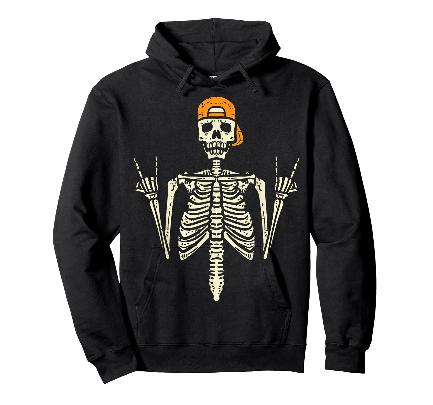 Rocker Skeleton Cap Skater Cool Halloween Punk Rock Men Boys T-Shirt