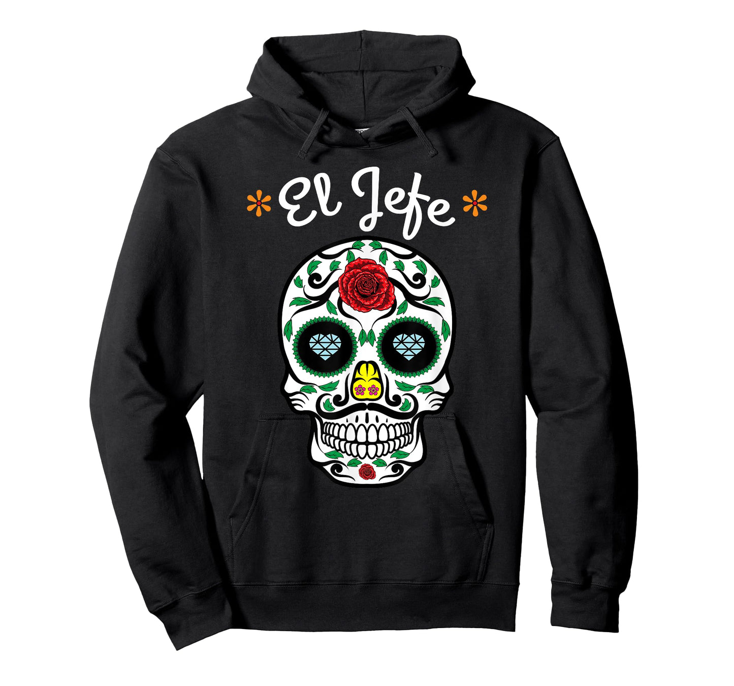 El Jefe Colorful Sugar Calavera Skull Dia De Los Muertos T-Shirt
