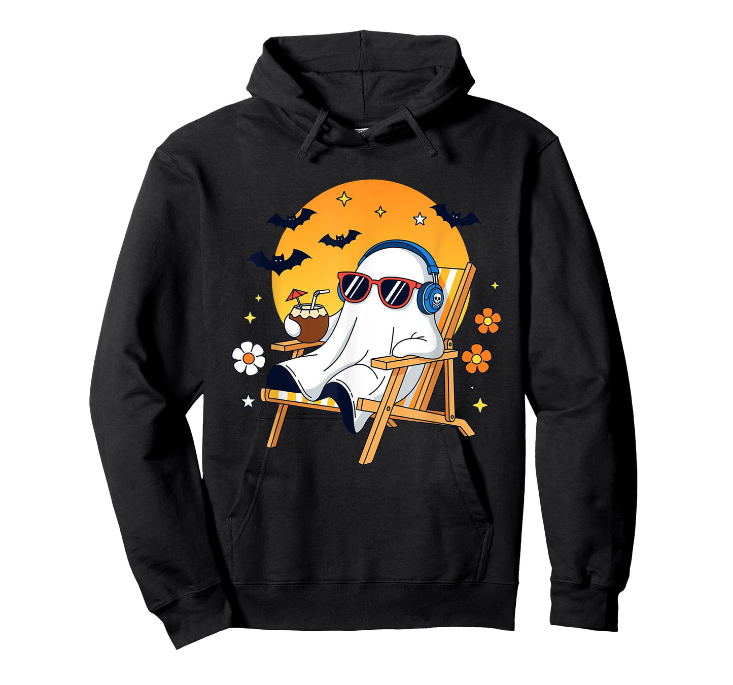Chill Ghost Halloween Vacation Funny Beach Vibes T-Shirt