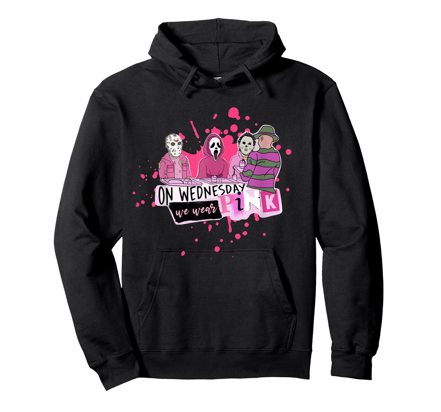 Weds. We Wear Pink Horror Villain Halloween Oct. Spooky Fun T-Shirt