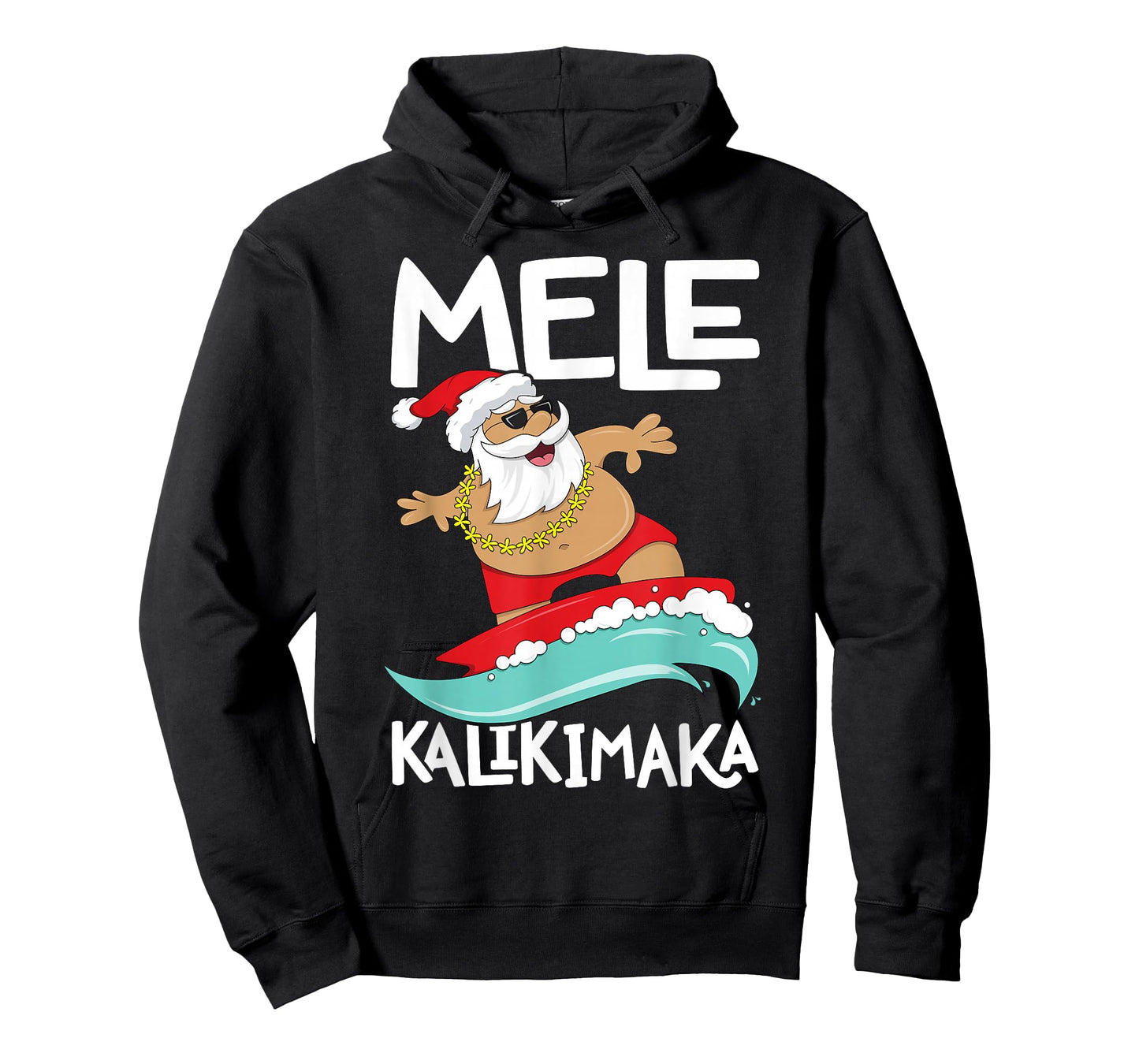 Mele Kalikimaka Hawaiian Christmas Hawaii Surfing Santa Short Sleeve T-Shirt Black