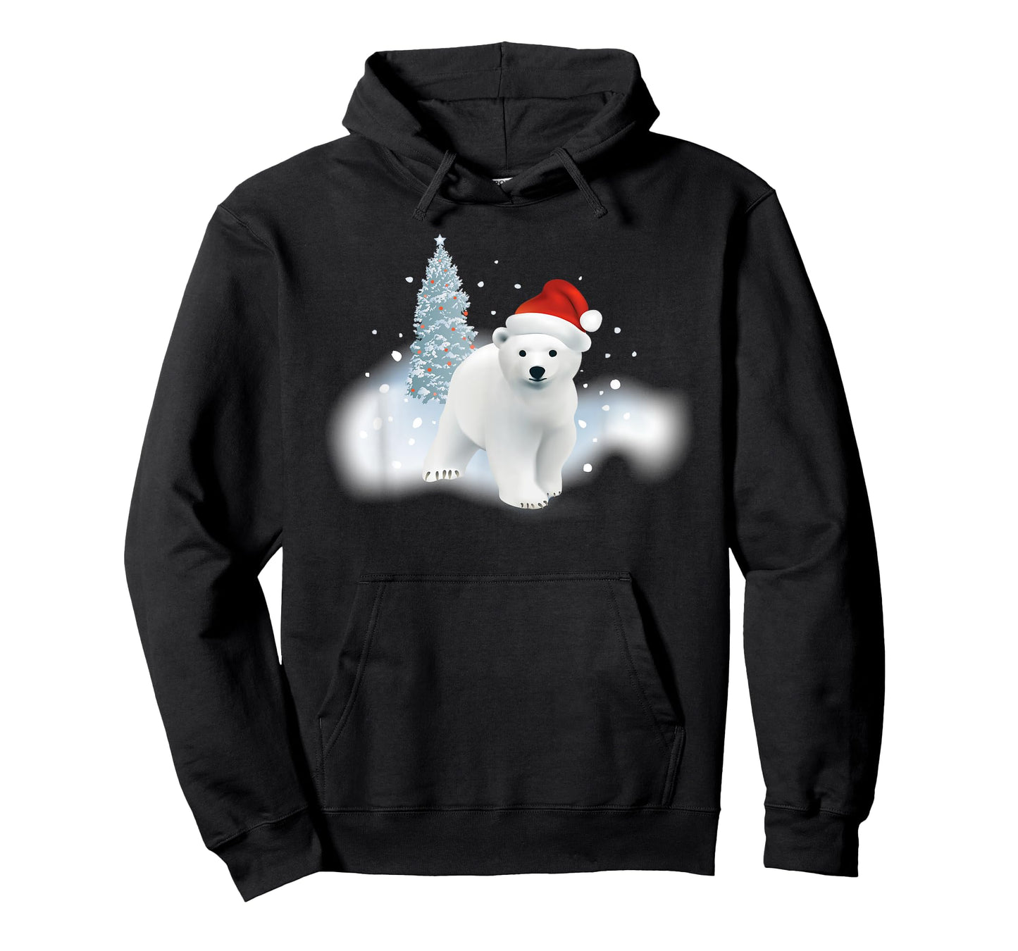 Cute Christmas Polar Bear Red Santa Hat Lighted Tree Snow T-Shirt