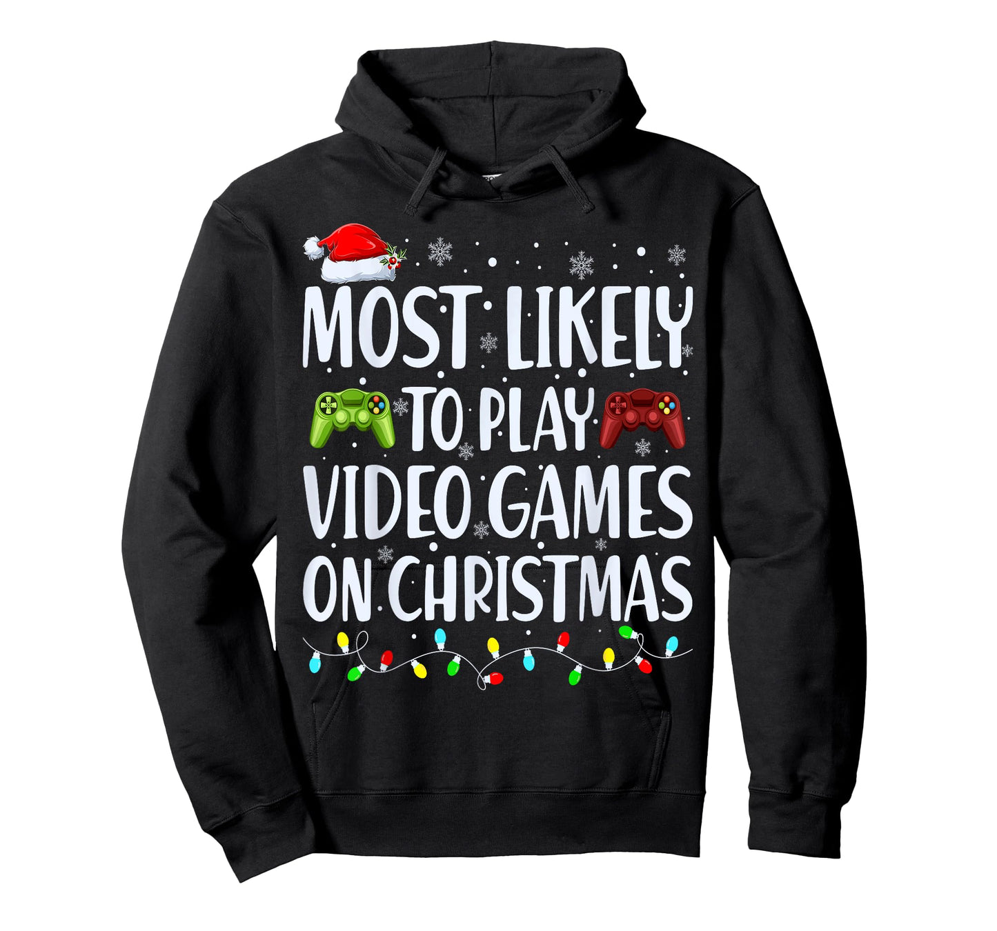 Most Likely To Play Video Games On Christmas Xmas Lights T-Shirt