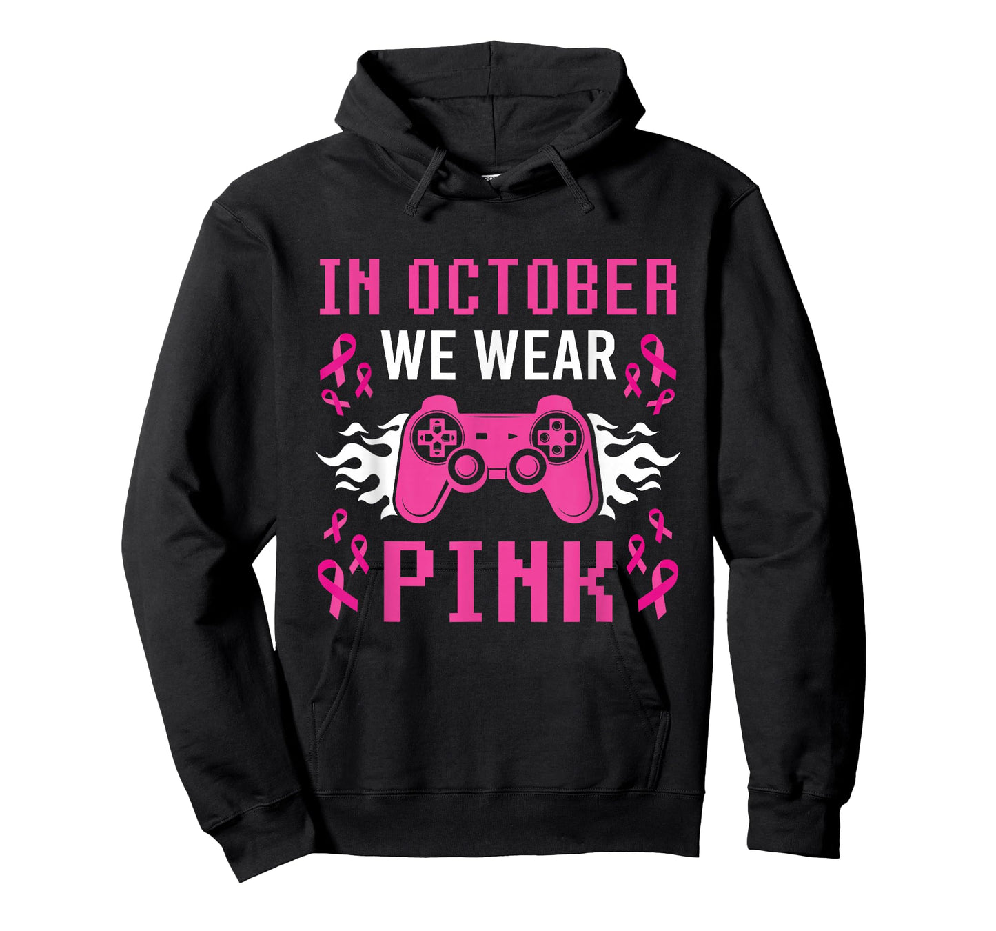 In October We Wear Pink Breast Cancer Gaming Kids Boys Youth T-Shirt