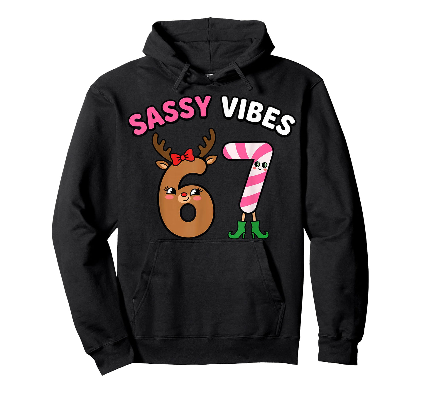 Sassy Vibes 67 Reindeer Candy Cane Christmas T-Shirt