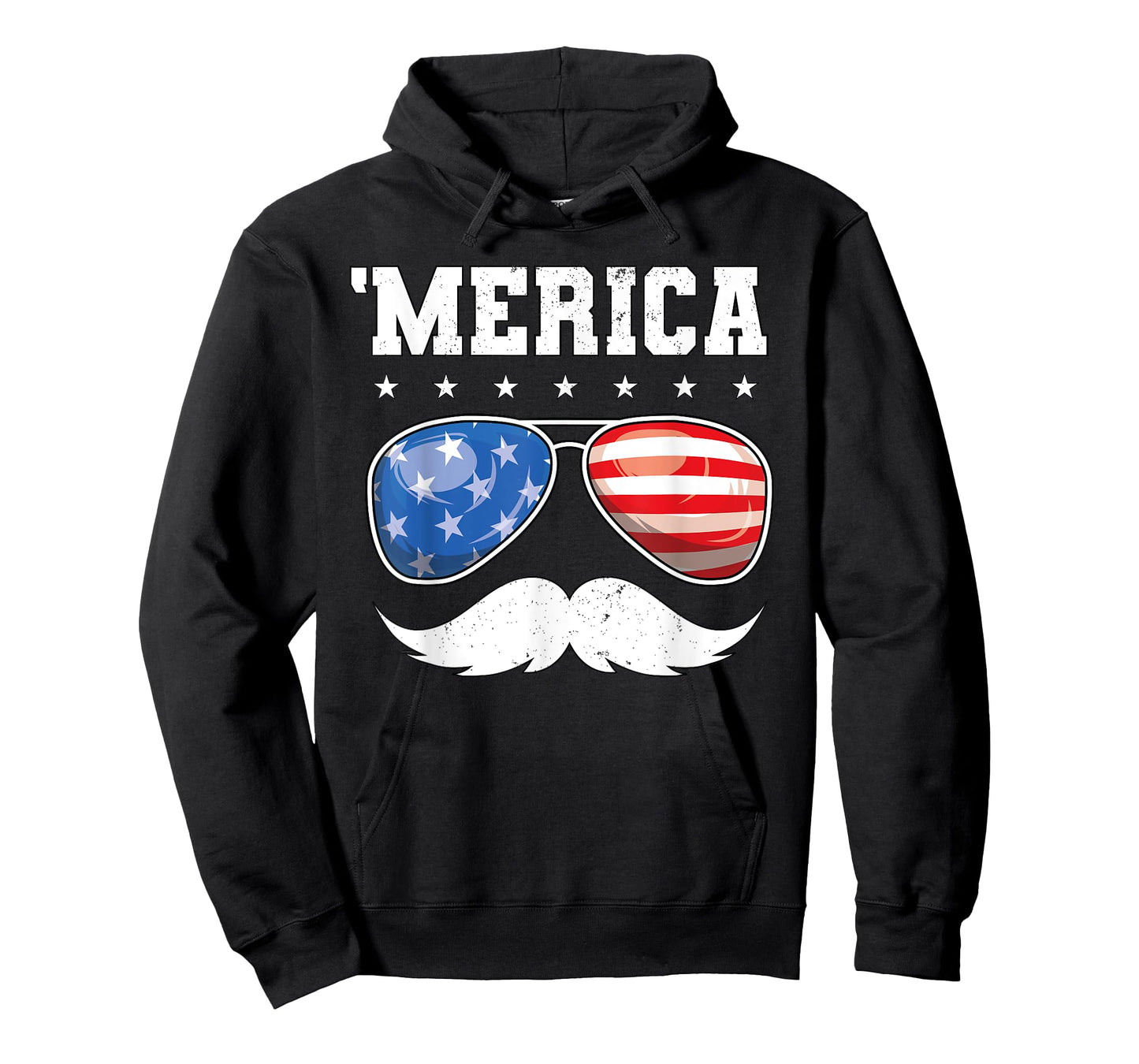 4th of July T shirt Men Boys Mustache Sunglasses USA Flag T-Shirt