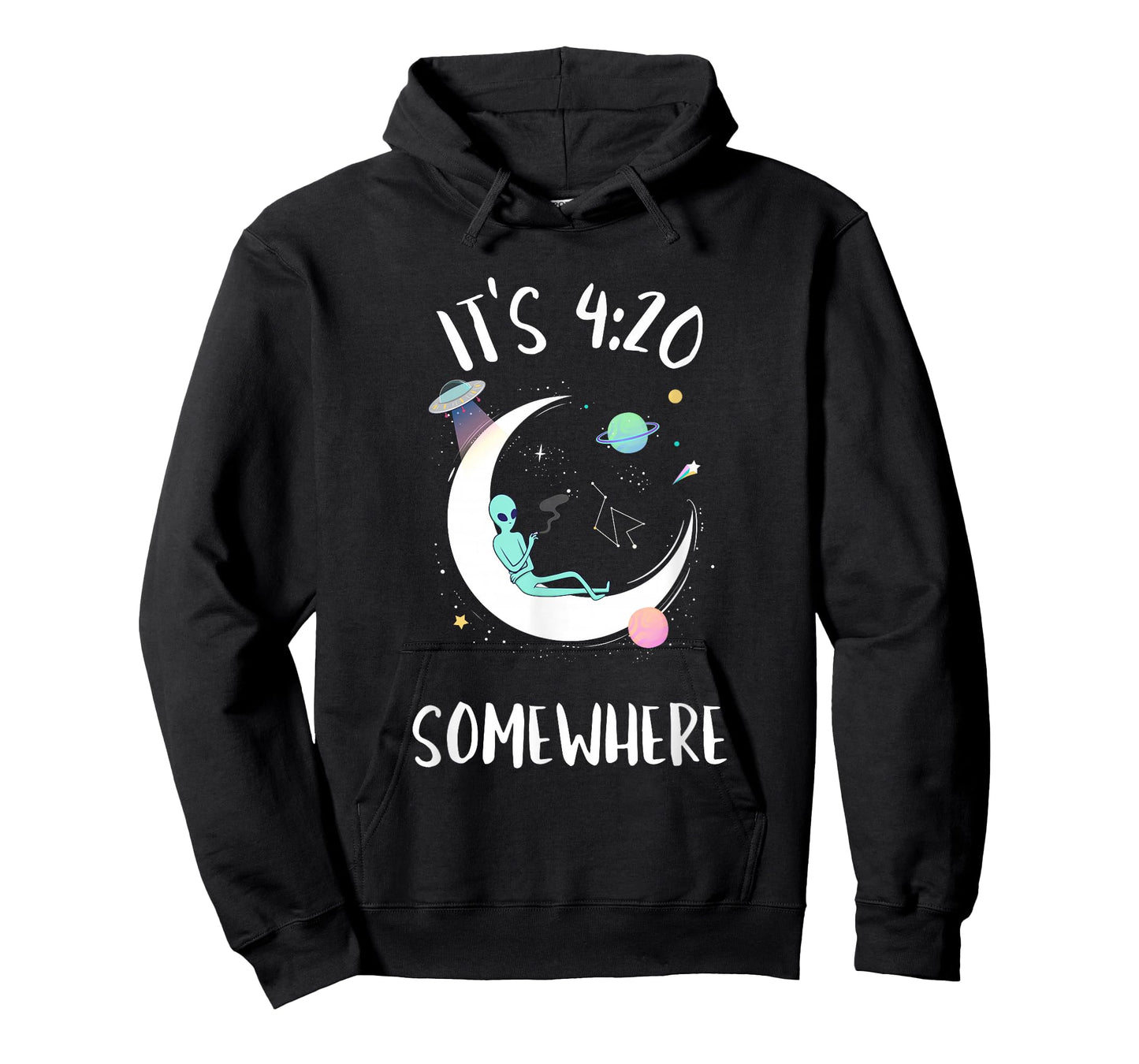 Funny Weed Joint Smoking Moon Alien | It's 4:20 Somewhere T-Shirt