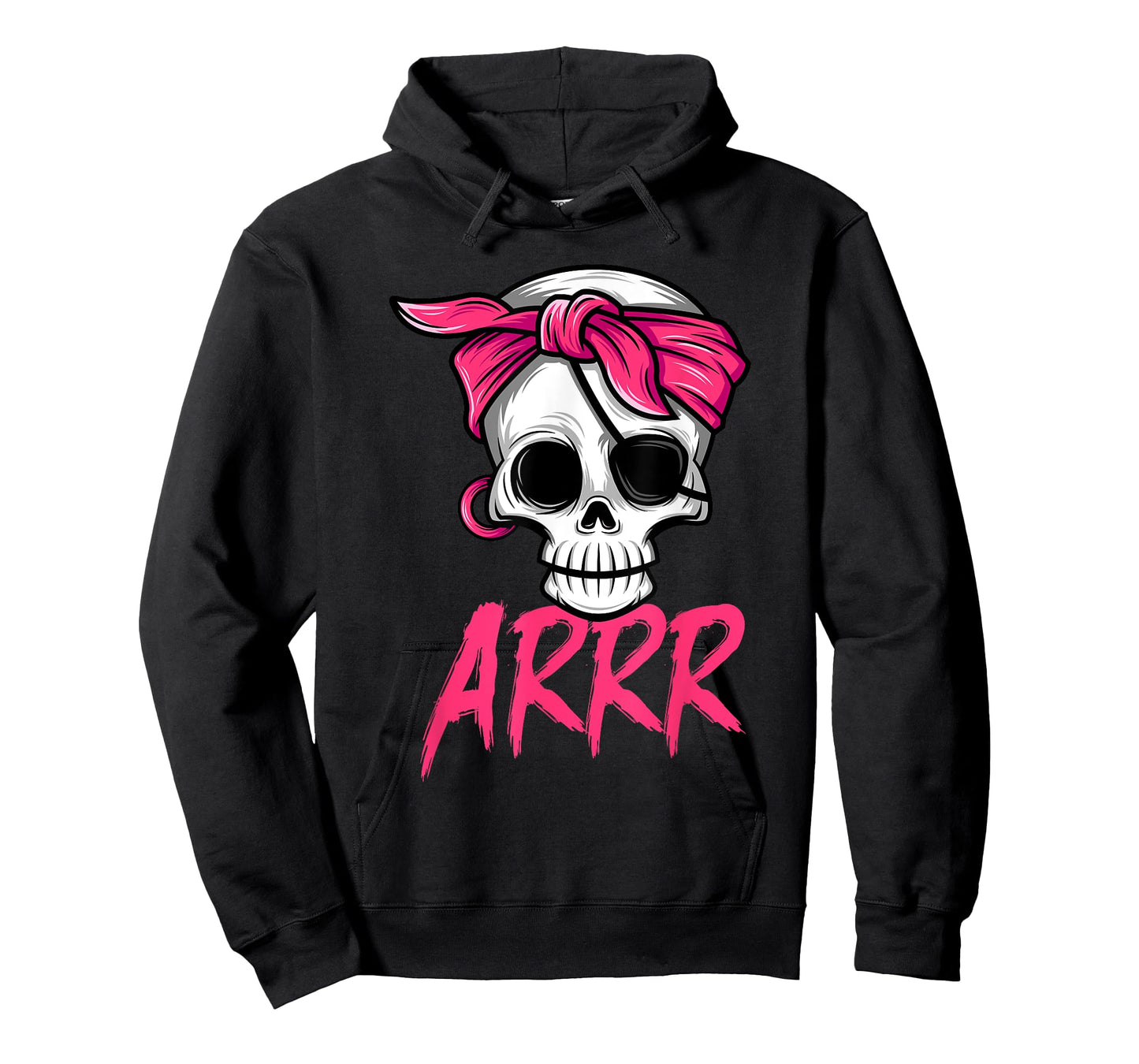 Pirate Dead with Eye Patch Pink Bandana Halloween Costume T-Shirt