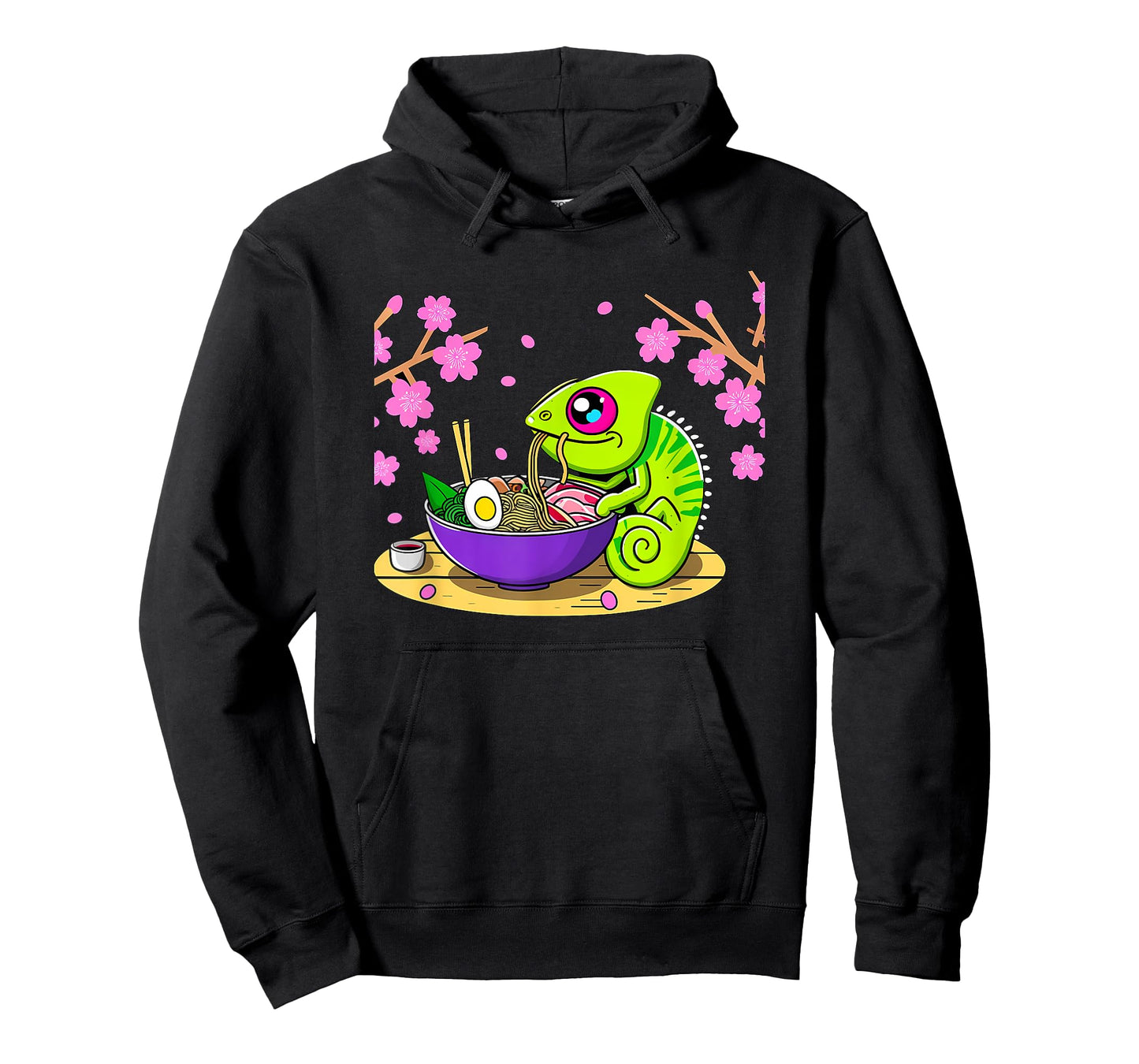 Kawaii Chameleon Eating Ramen T-Shirt