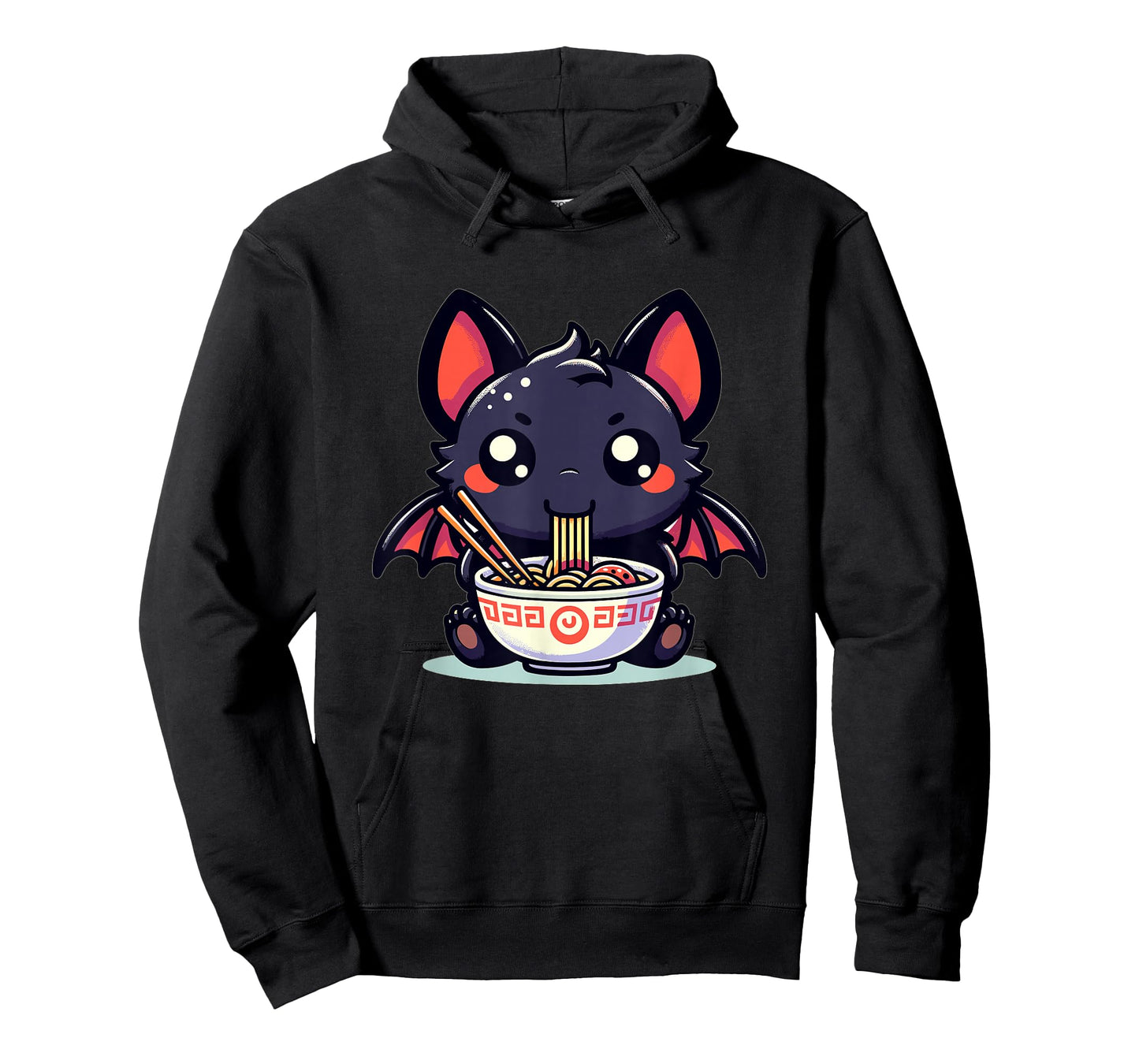 Cute Japanese Kawaii Chibi Bat Eating Ramen T-Shirt
