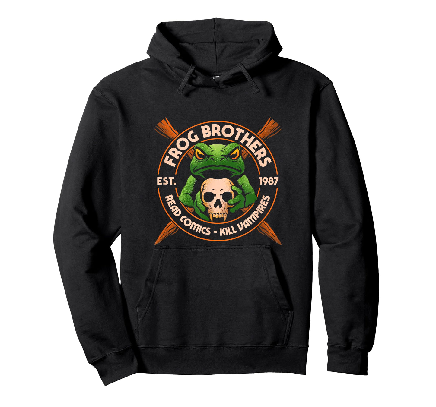 Vintage Frog Brothers Kill Vampires Skull EST 1987 Movies T-Shirt