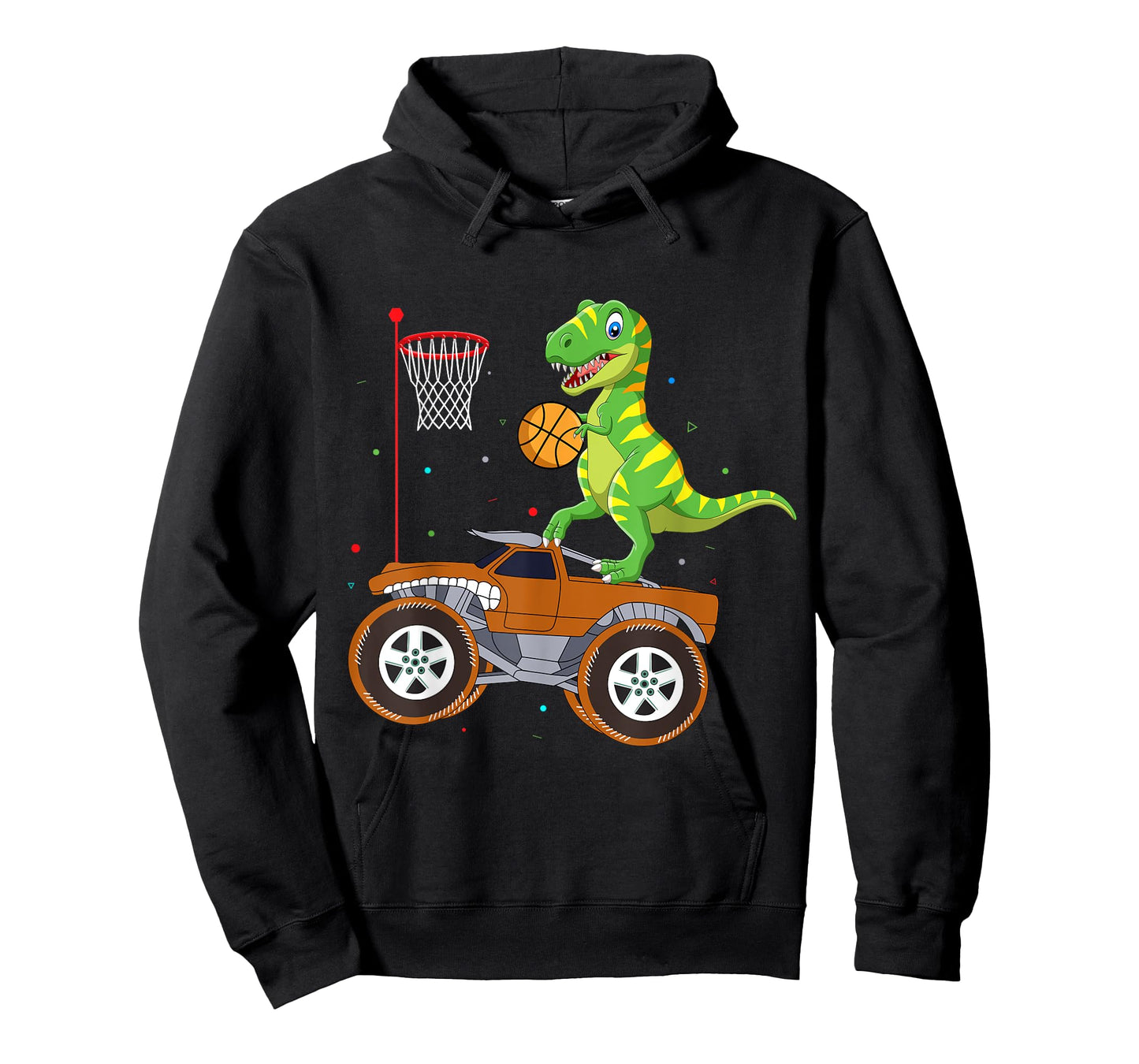 T Rex Dinosaur Playing Basketball Monster Truck Boys Girls T-Shirt