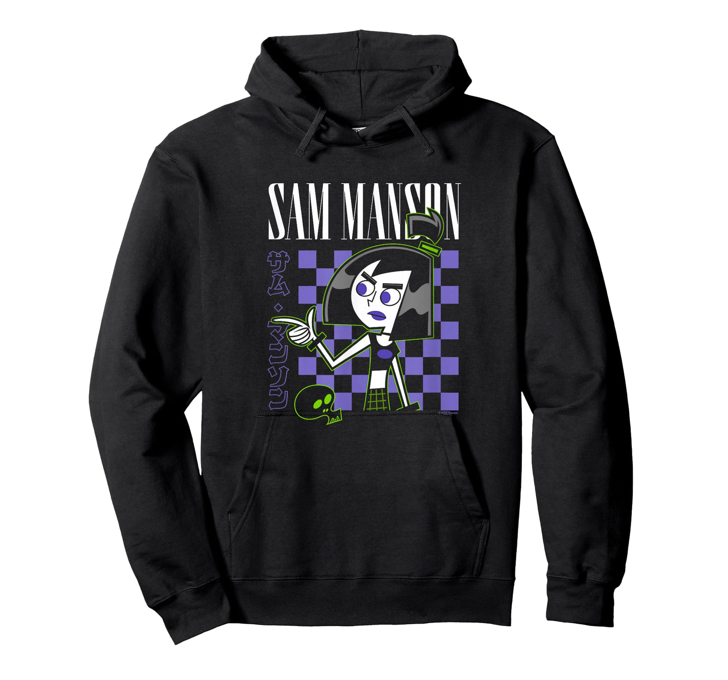 Danny Phantom Sam Manson Retro Kanji Checkerboard Portrait T-Shirt