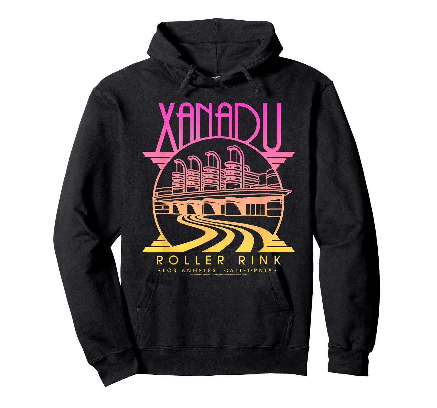 Olivia Newton-John Xanadu Roller Rink Pink Yellow Fade Logo T-Shirt