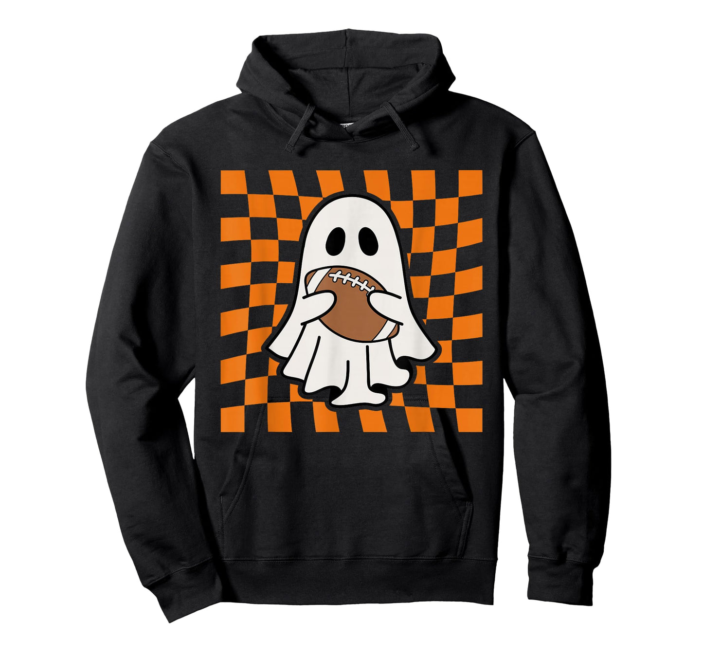 Groovy Halloween Ghost Football Checkered Boo Game Day Sport T-Shirt