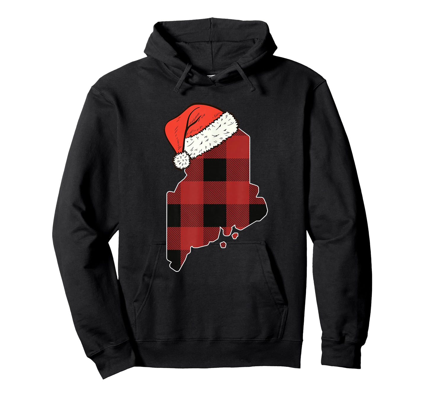 Maine Plaid Christmas Santa Hat Holiday Matching Design T-Shirt