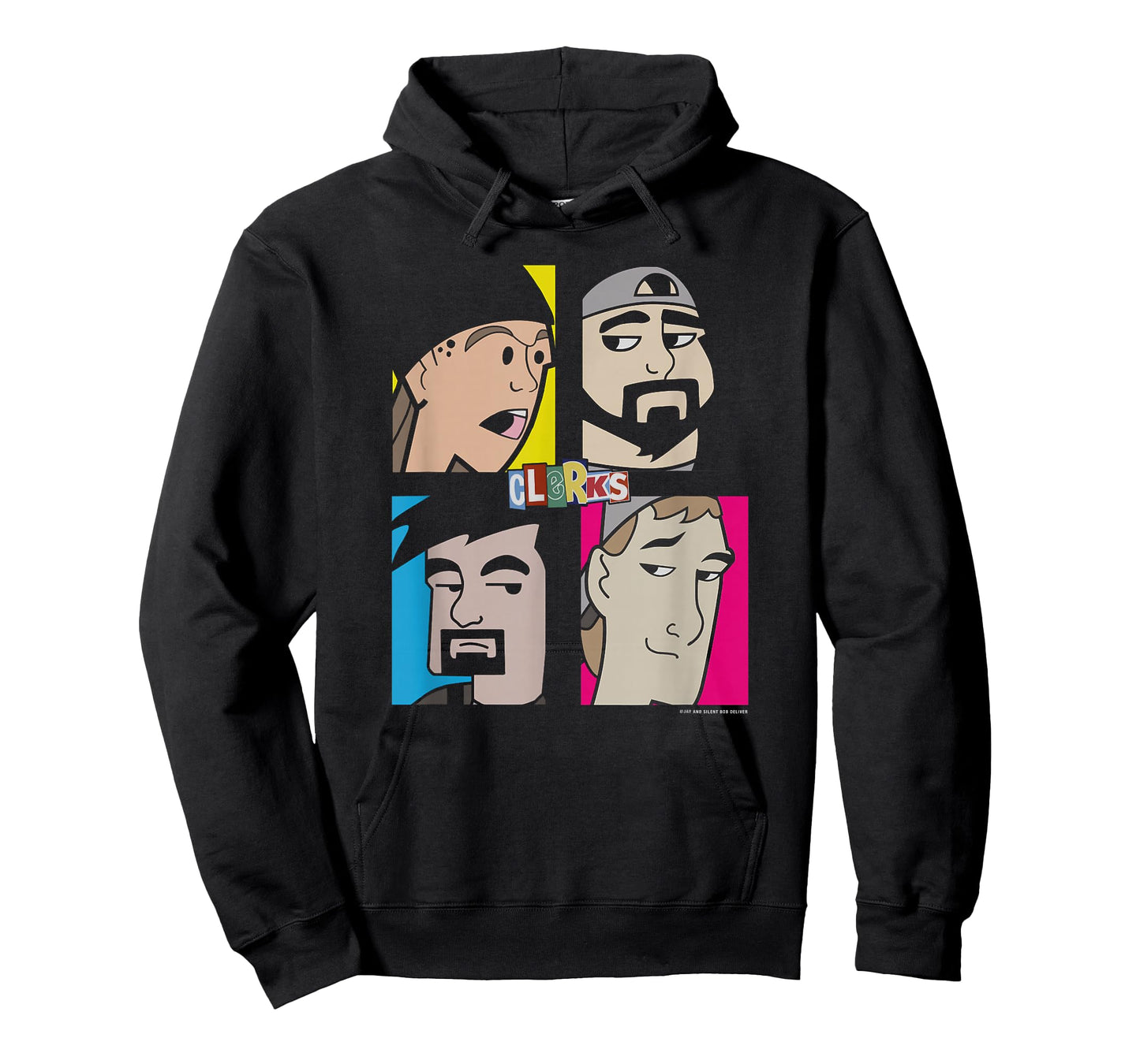 Jay & Silent Bob Clerks Group Shot Cartoon Character Panels T-Shirt