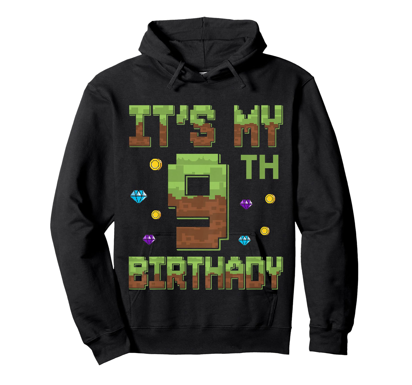 Birthday Boy It's My 9th Birthday 9 Year Old Pixel Gamer T-Shirt