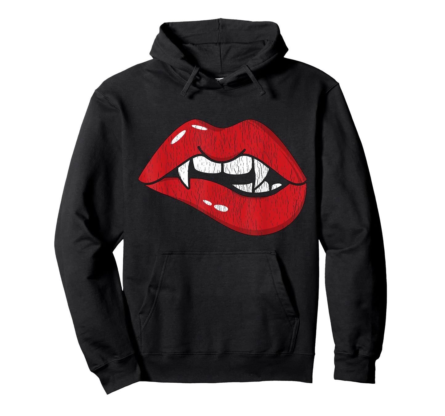 Retro Dracula Vampire Red Lips Teeth Bite Halloween Costume T-Shirt
