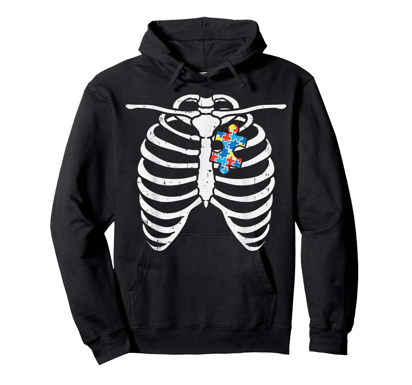 Autism Awareness Puzzle Skeleton X-Ray Halloween Costume Kid T-Shirt