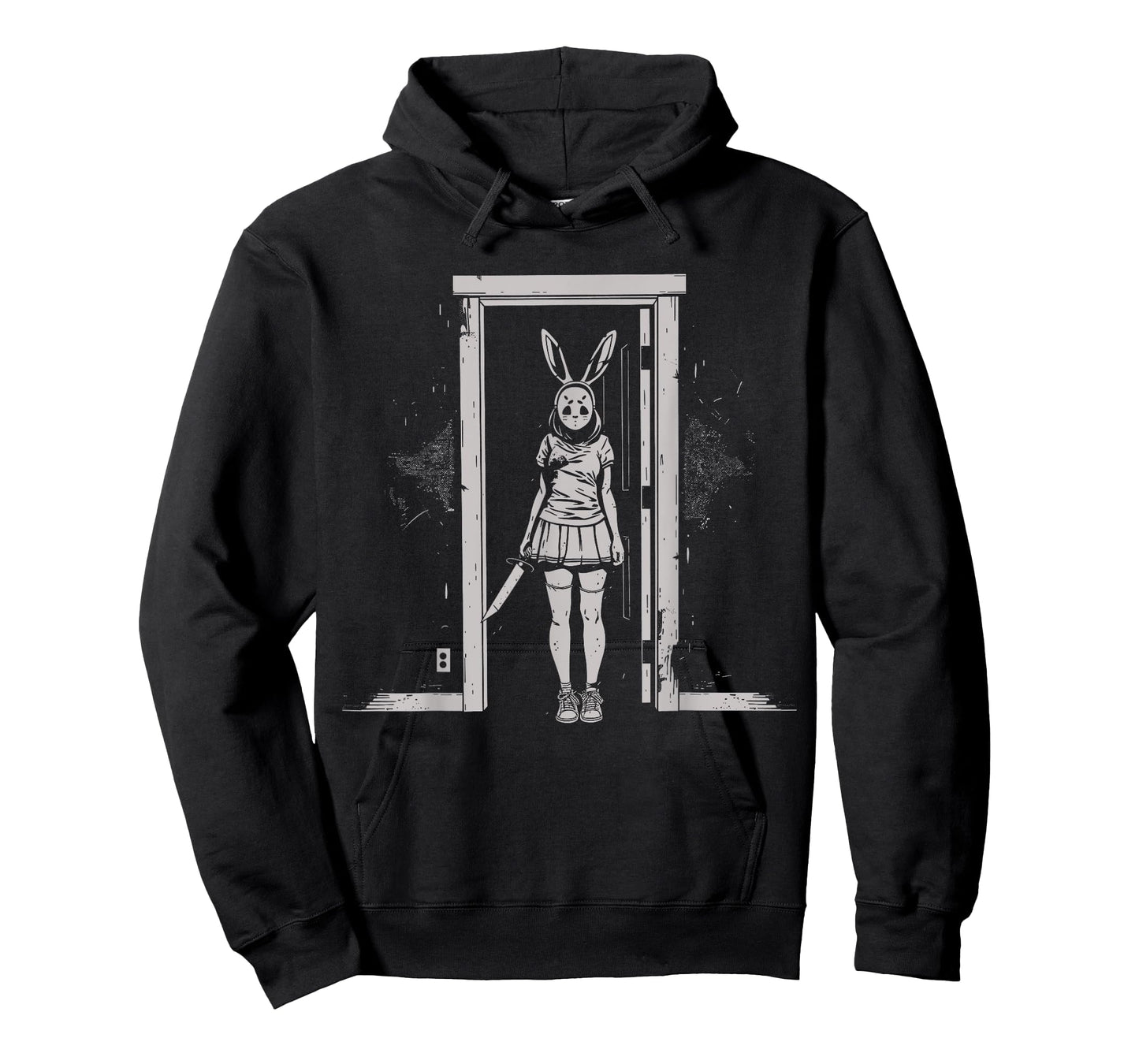 Horror Girl Bunny Mask Slasher Goth Alt Anime Creepy Rabbit T-Shirt