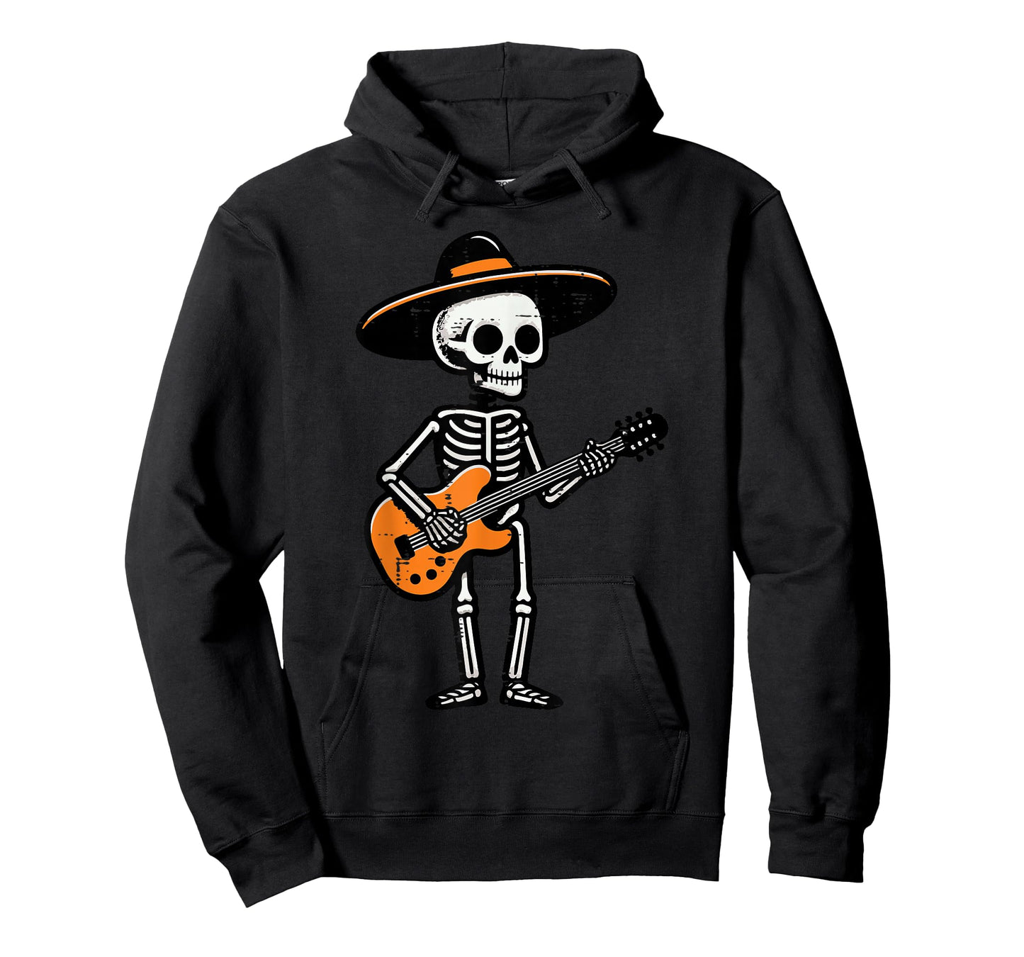 Halloween Skeleton Hat Guitar Rock Costume Men Boys Kids T-Shirt