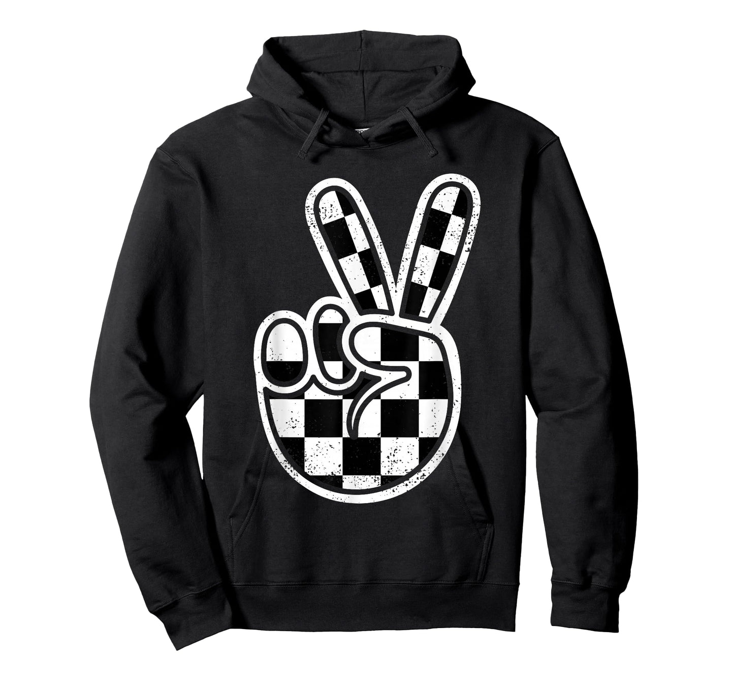 Checkered Peace Sign 60s 70s 80s Race Car Gamer Boys Toddler T-Shirt