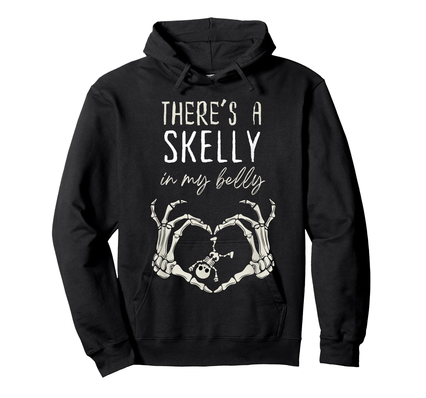 Funny Skeleton There's Skelly In My Belly Pregnant Halloween T-Shirt