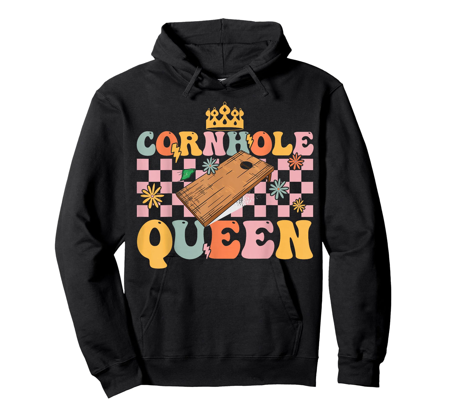 Cornhole Queen Groovy Cornhole Mom Corn Hole T-Shirt