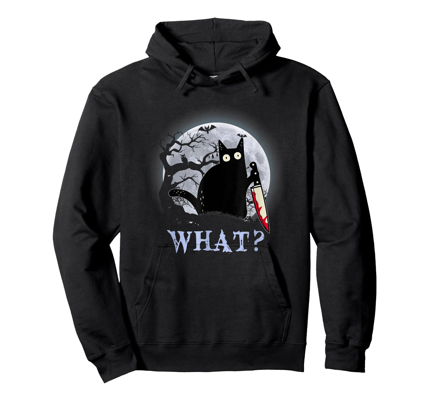 Halloween dark night morderous moon cat with knife Men Women T-Shirt
