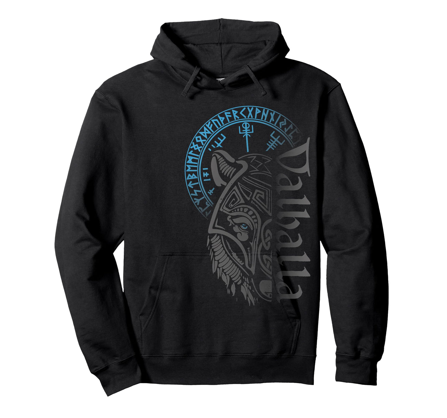 Walhalla Wolf Mask Odin Runes Nordic Compass Viking T-Shirt