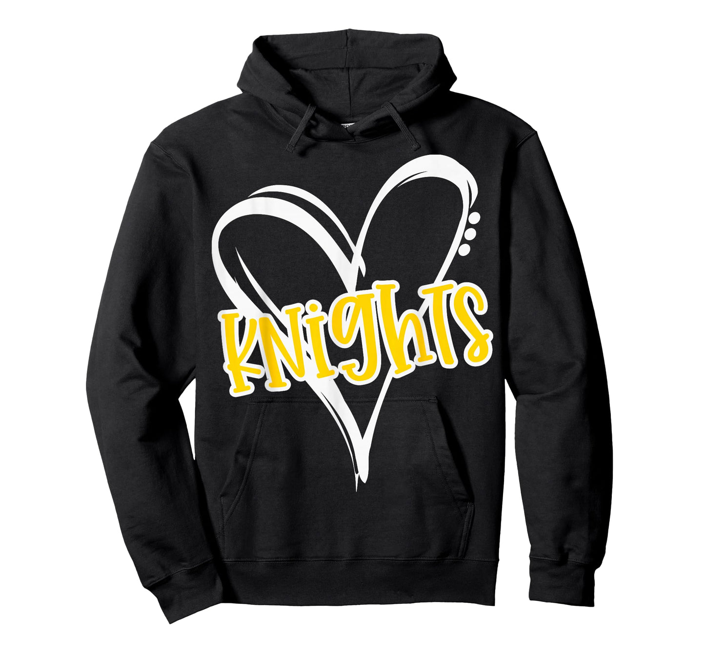 Knights Heart Yellow Lettering Retro Trendy Game Day Spirit T-Shirt