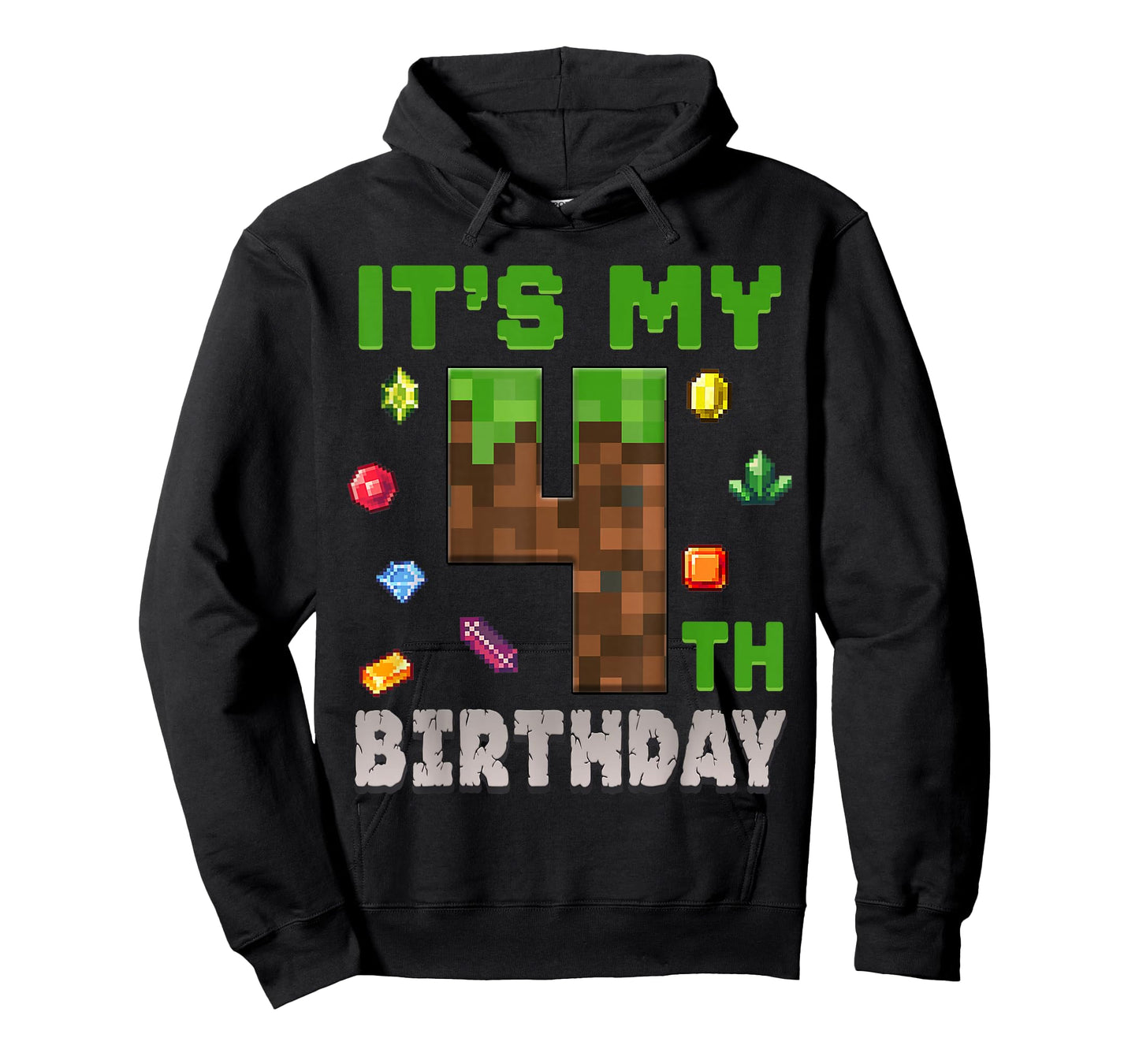 Birthday Boy It's My 4th Birthday 4 Year Old Pixel Gamer T-Shirt